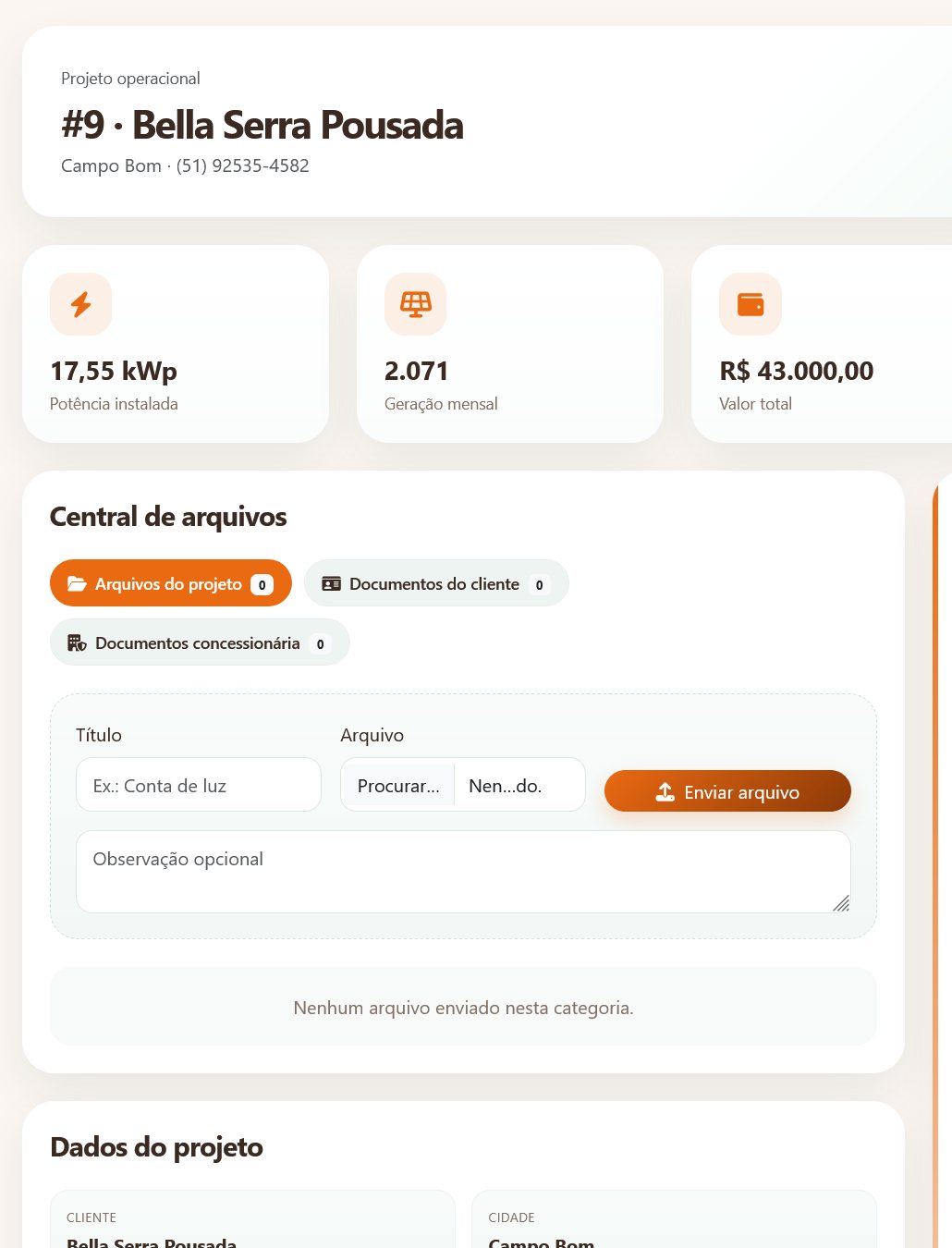 Acompanhamento de projeto no ALPHA ORBI